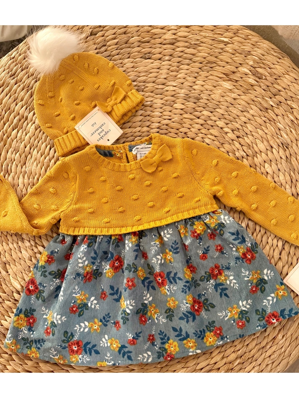 Cupcakes and Cashmere Sweater Dress and Beanie Sz 3-6 Months NWT